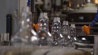 Bottles being made in a factory