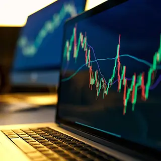 laptop with charts on the screen