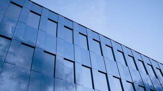 Blue building with blue sky